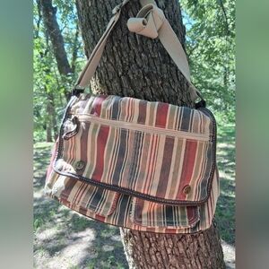 Striped Canvas Messenger Bag